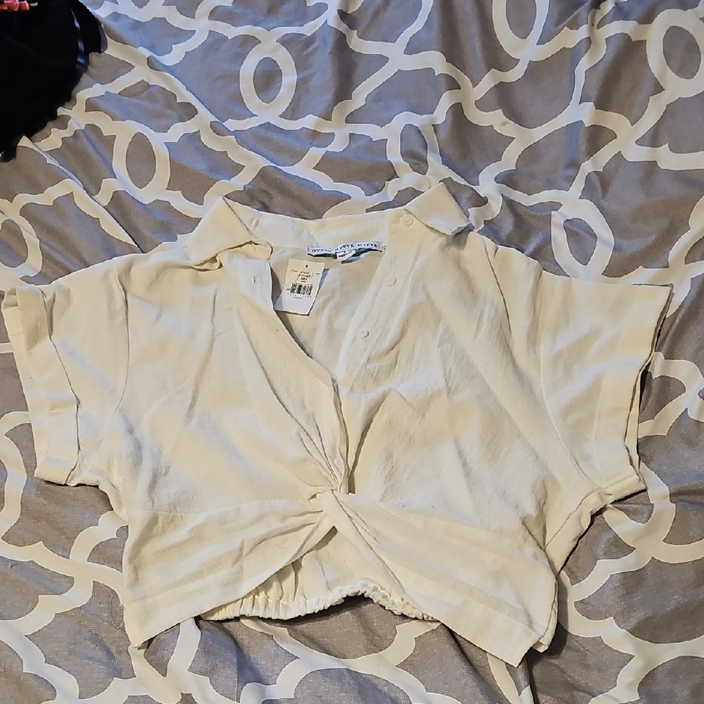 HYFVE Cream Tie Front Blouse